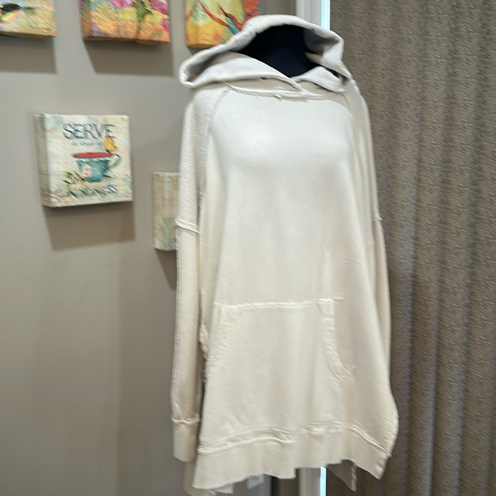 Free People Hi-low long Hoodie sweatshirt - creamy cream